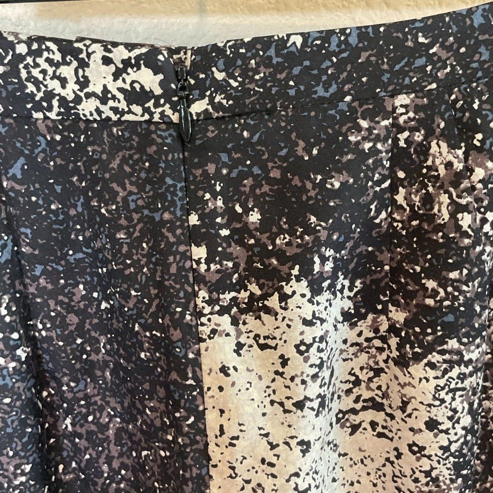 Halston Heritage Women Black Silk Skirt Sz 6 Abstract Pixel Print Wool Mini U3 - Picture 8 of 12